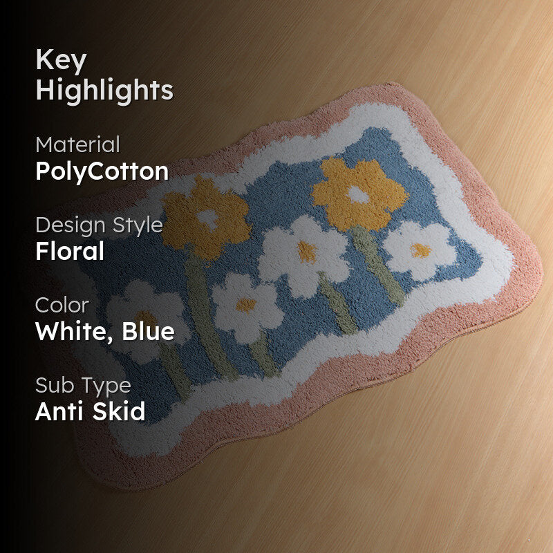 Flower Fields Poly Cotton Bath Mat media 2