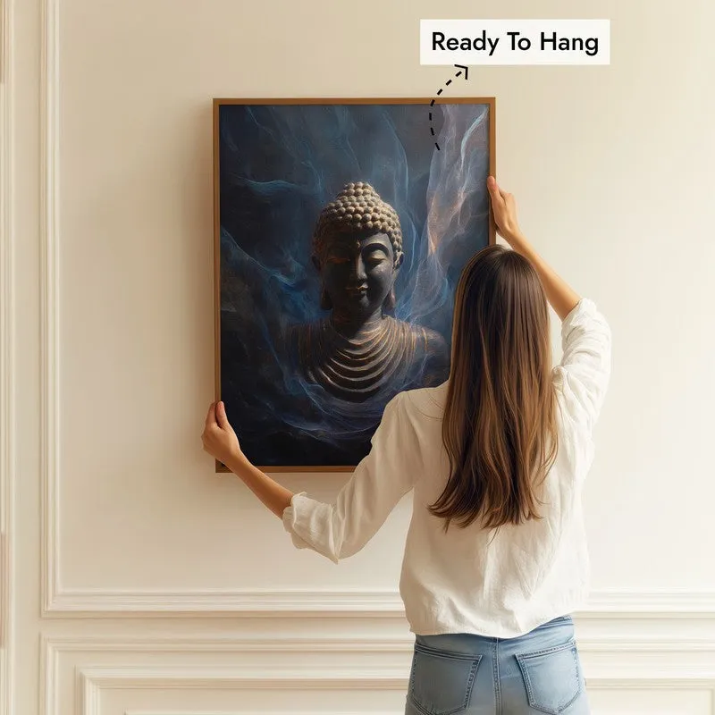 Cosmic Buddha Archival Paper Wall Painting With Brown Frame media 5