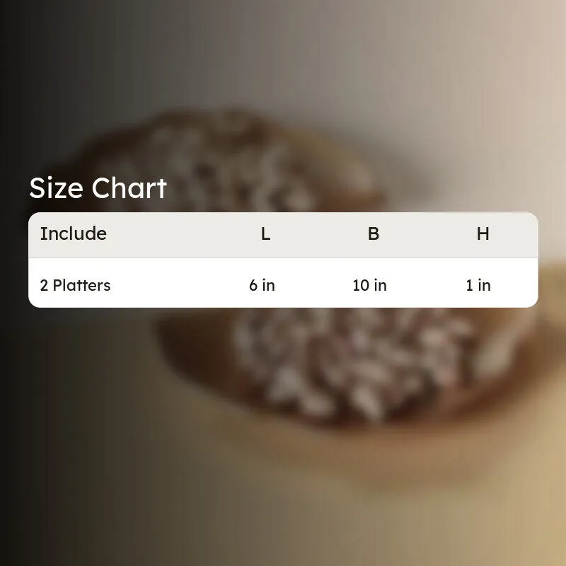 Two gold platters shown in a size chart image