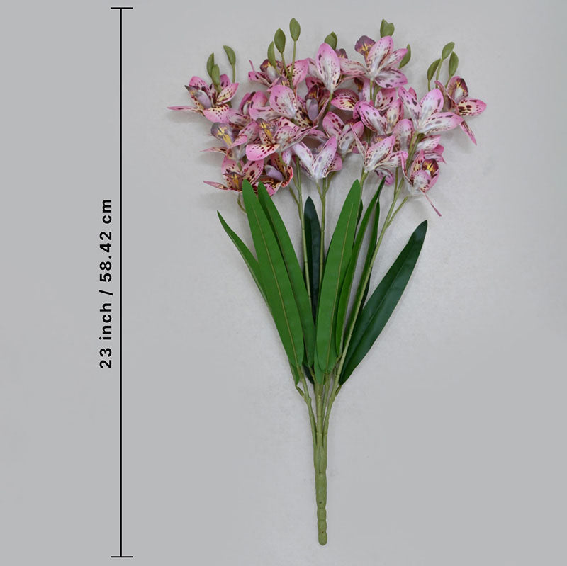 Faux Everlasting Cymbidium Everlasting Orchid Flower Stick - Pink media 4