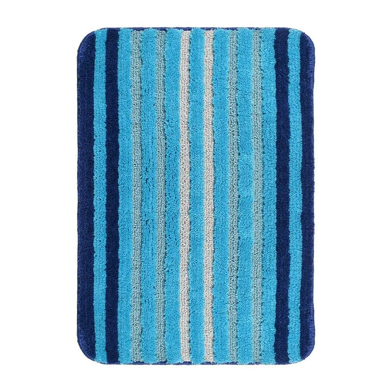 StripeScape Microfiber Bath Mats (Blue) - Set of Two media 3