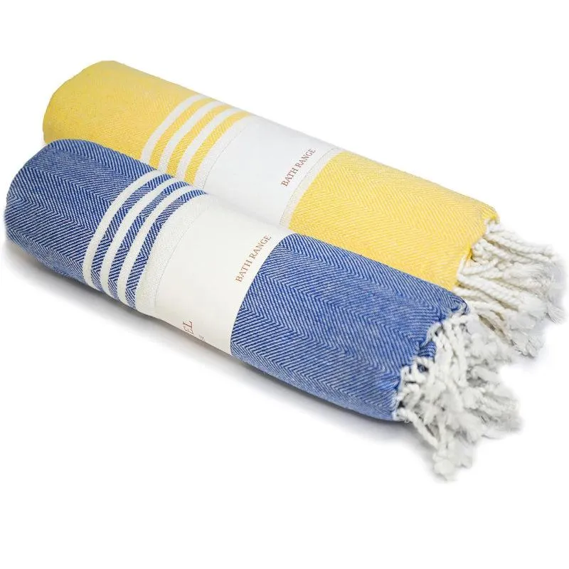 Rodgo Bath Towel (Blue & Yellow) - Set Of Two media 5