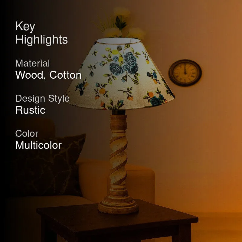 Modera Elyn Floral Wooden Table Lamp - Multicolor media 2