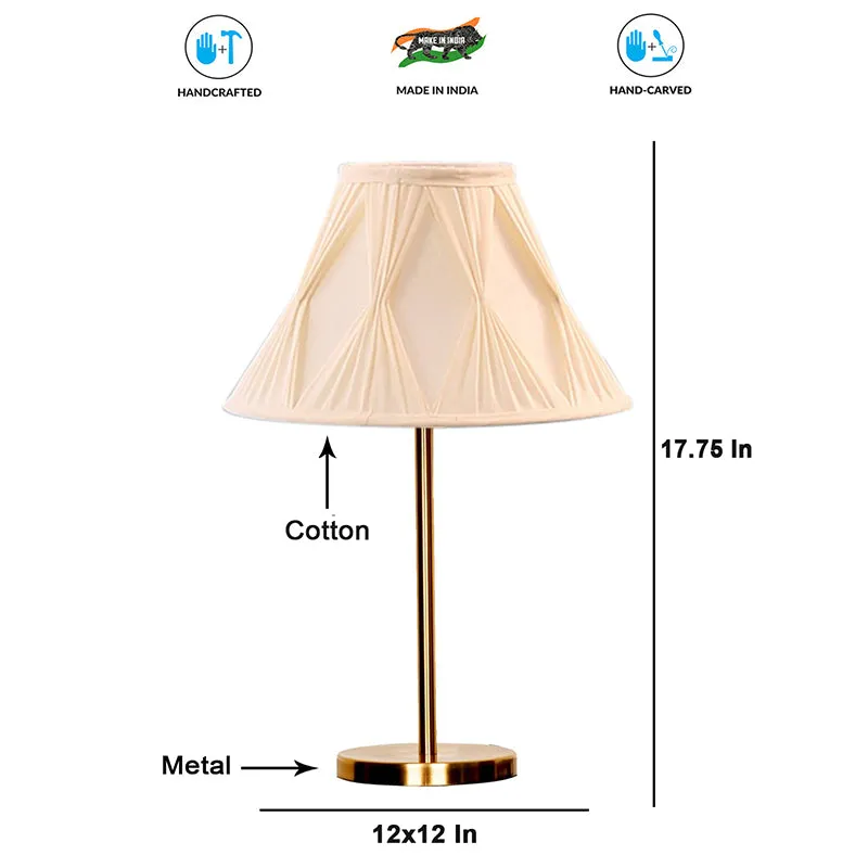 Manor Light Cotton & Metal Table Lamp - Ivory,Gold media 4