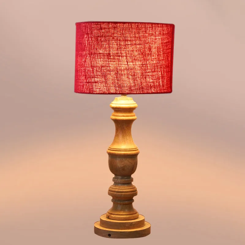 Sienna I Carve Wooden Table Lamp - Red,Brown media 4