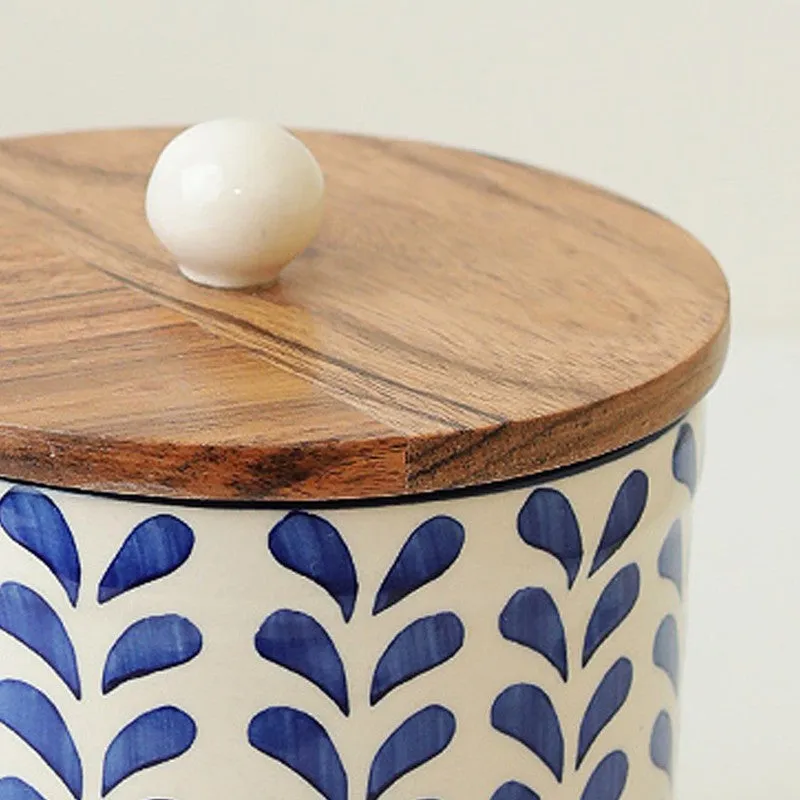 Sumi Ink Ceramic Storage Jar with Mango Wood Lid - 800 mL media 5