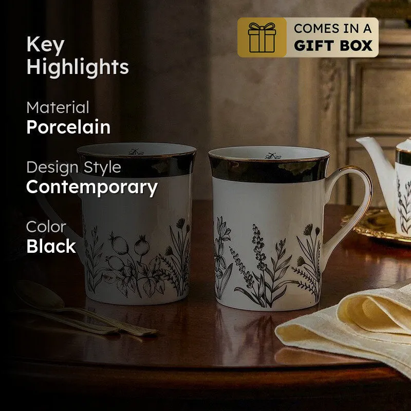 Gilded Bee Classic 24k Gold Brushed Porcelain Coffee Mug (300 mL Each) - Set Of Six media 2