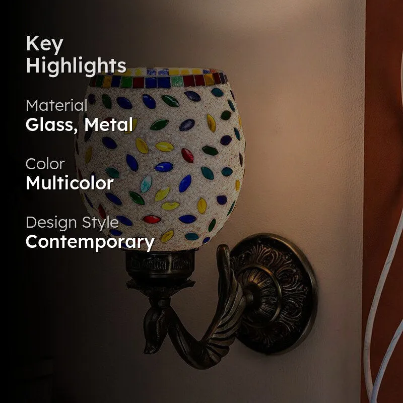 Aesta Retro Mosaic Glass & Metal Wall Lamp media 2