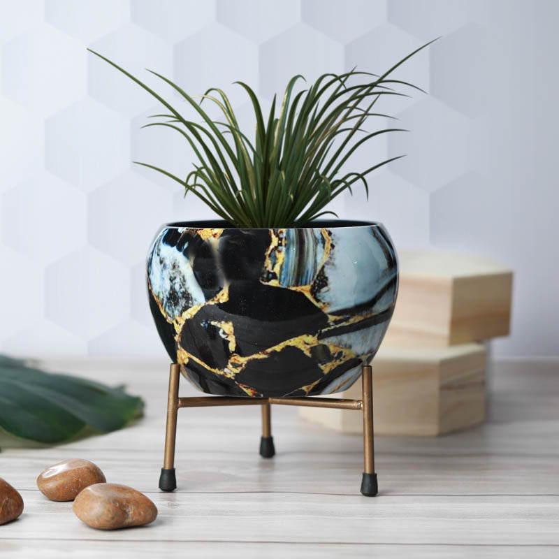 Enila Ethnic Handcrafted Planter With Stand - Four Piece Set media 13