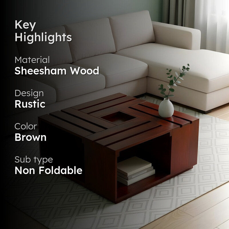Xervon Sheesham Wooden Center Table - Brown media 2