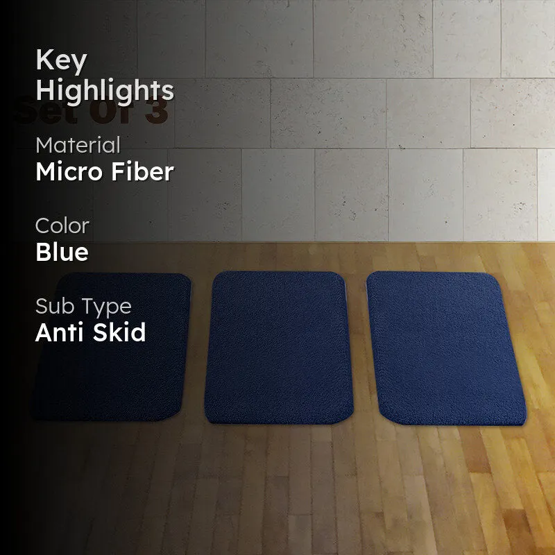 Lois Anti Skid Bath Mat (Navy Blue) - Set Of Three media 2