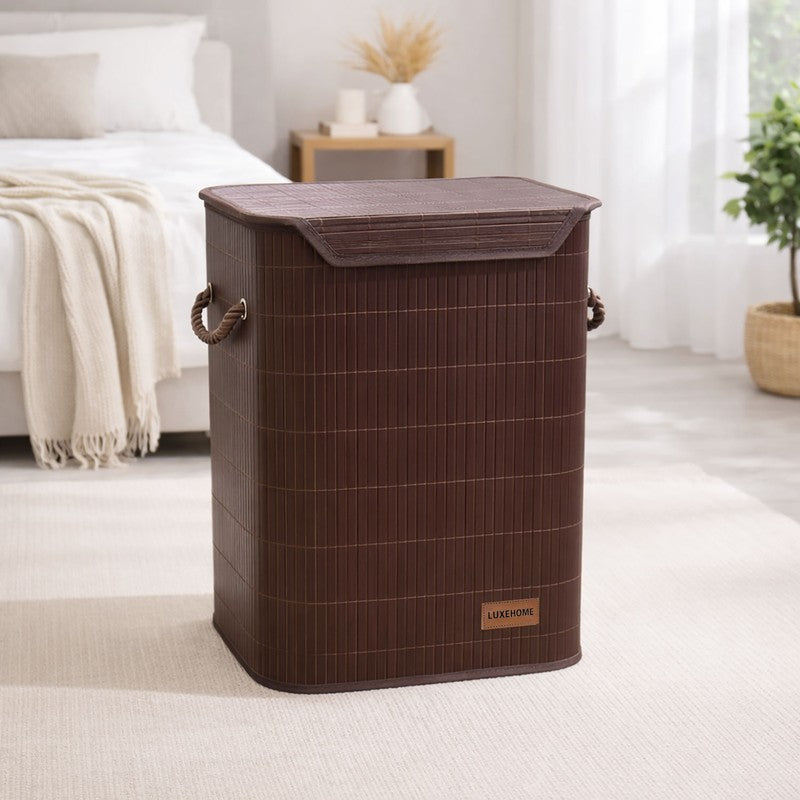 Strap Bamboo Laundry Basket - Brown media 3