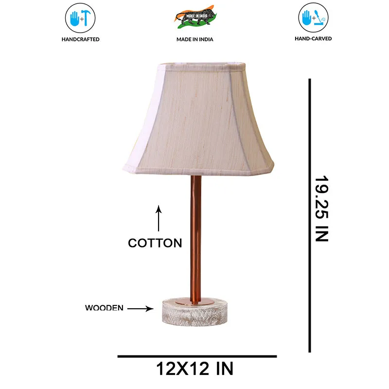 Ceylon Rodin Wooden Table Lamp - OffWhite,Copper,White media 7
