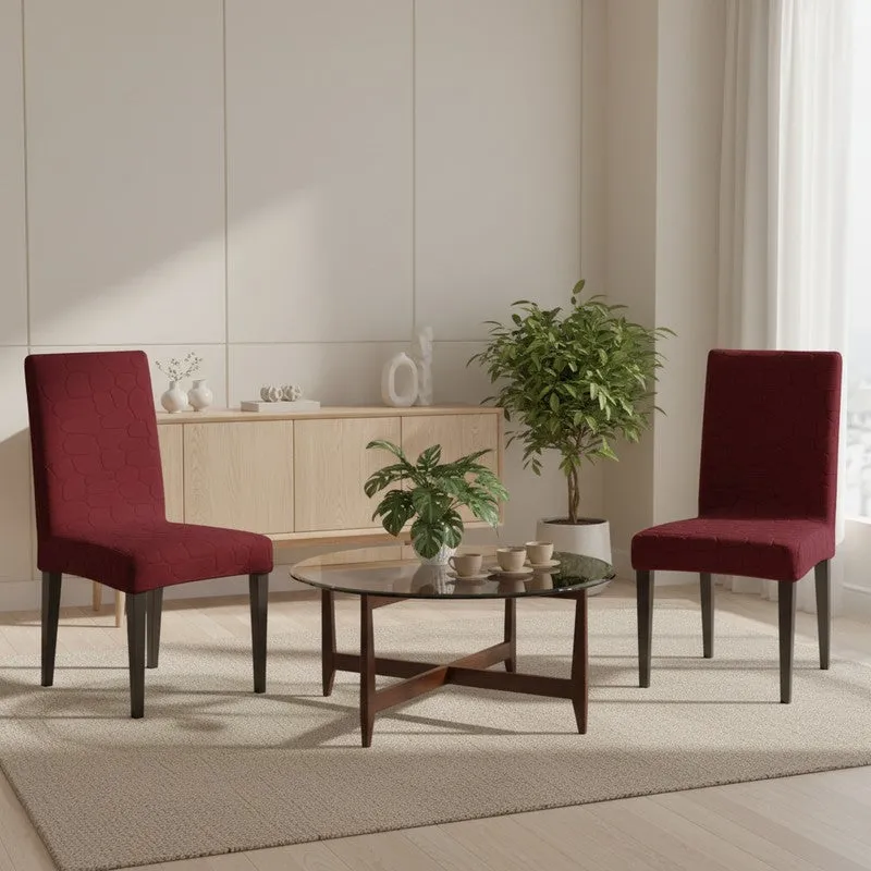 Elvra Classic Chair Cover(Maroon) - Set Of Two media 1
