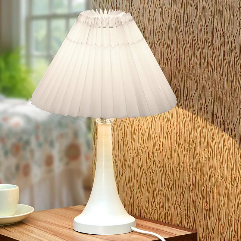 Aneiro French Pleat Metal Table Lamp - White media 1