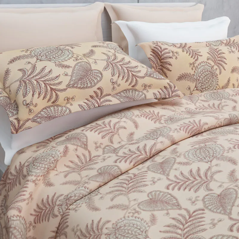 Fern Dreams Cotton Bedsheet (Light Peach) - 144 TC media 10