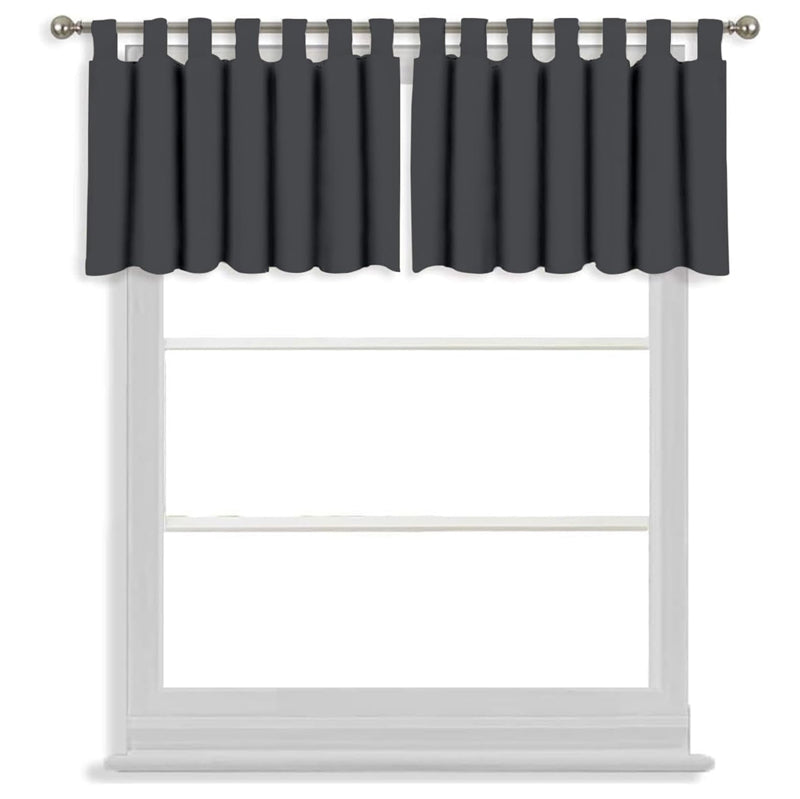 Tab Tale Flat Curtain Valance (Grey) - Set Of Two media 3