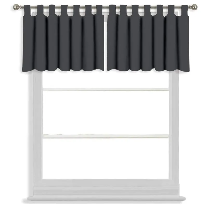 Tab Tale Flat Curtain Valance (Grey) - Set Of Two media 3