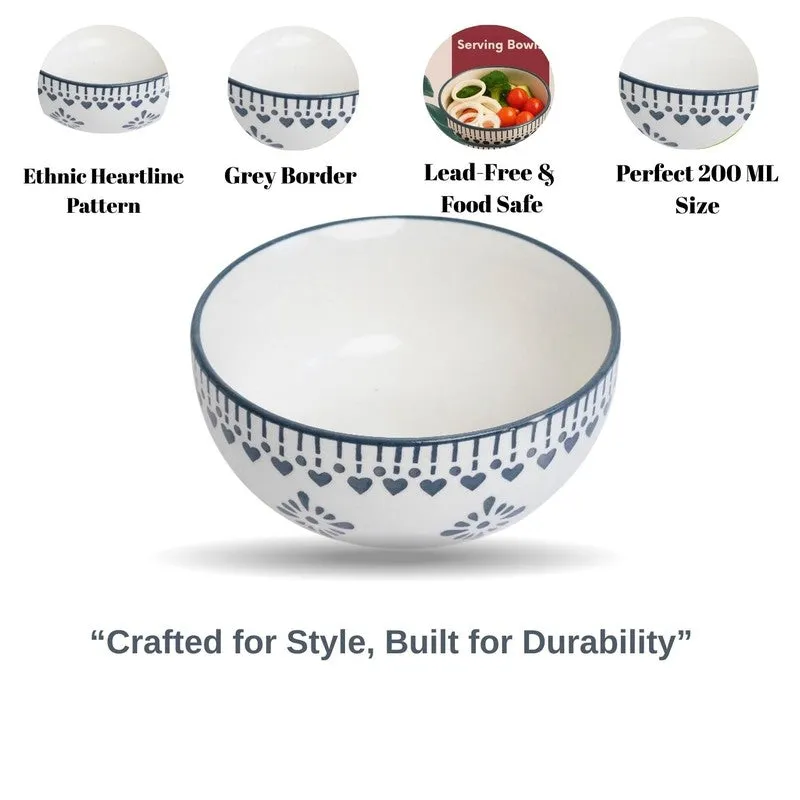TableTreat Ceramic Snack Bowls (Blue,White, 200 mL Each) - Set Of Six media 6