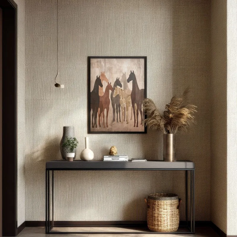 Sandy Horse Wall Painting With Black Frame media 7