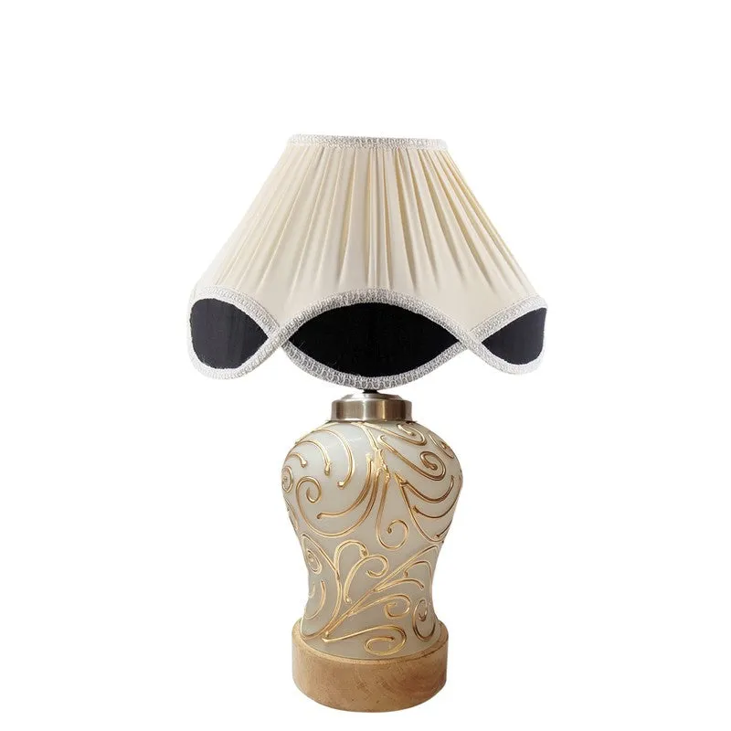 Lumithra Arc Pleated Wooden Table Lamp - OffWhite media 4