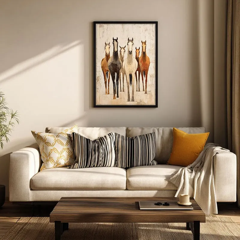 Dynamic Horse Wall Painting With Black Frame media 5