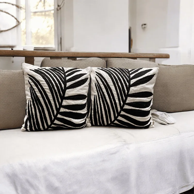 Noir Botanica Tufted Cushion Cover (Black & White) - Set Of Two media 3