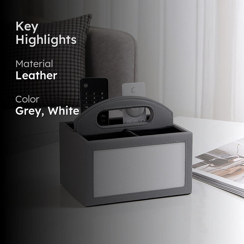 Savene Faux Leather Desk Organiser - Grey media 2
