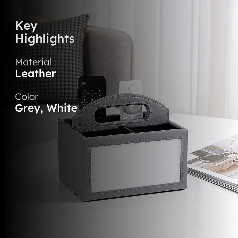 Savene Faux Leather Desk Organiser - Grey media 2