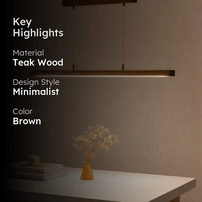 Linear Teak Wood led Pendant Lamp media 2