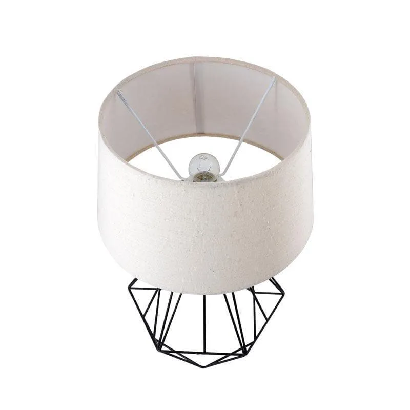 Diamond Dust Black Fabric Table Lamp - Beige,Black media 4