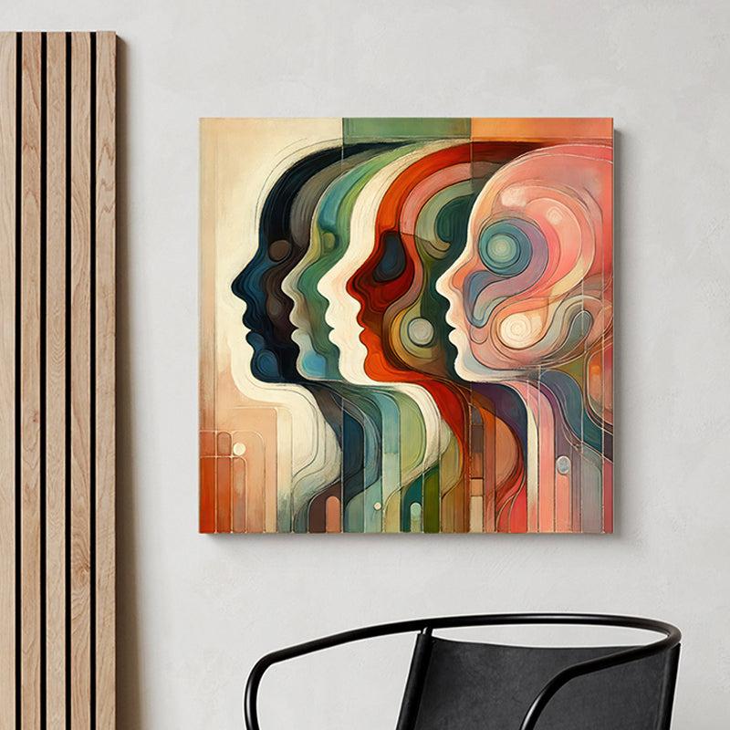 Vibrant Multicolor Faces Wall Painting