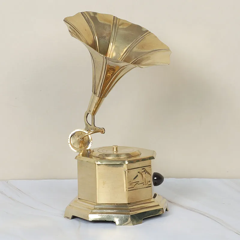 Vintage Music Gramophone Brasss Showpiece media 4
