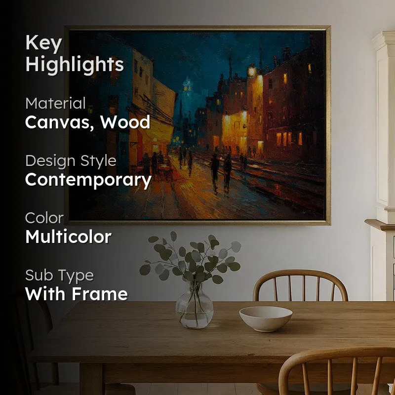 Starry Streetway Canvas Wall Painting With Frame media 2