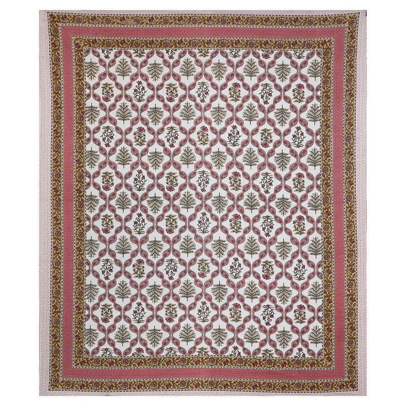 Yashasvi Ethnic Cotton Bedsheet (Pink,White) - 180 TC media 4