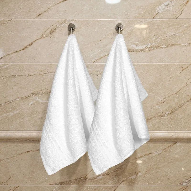 PlushAura Cotton Hand Towel (White) - Set Of Two media 3