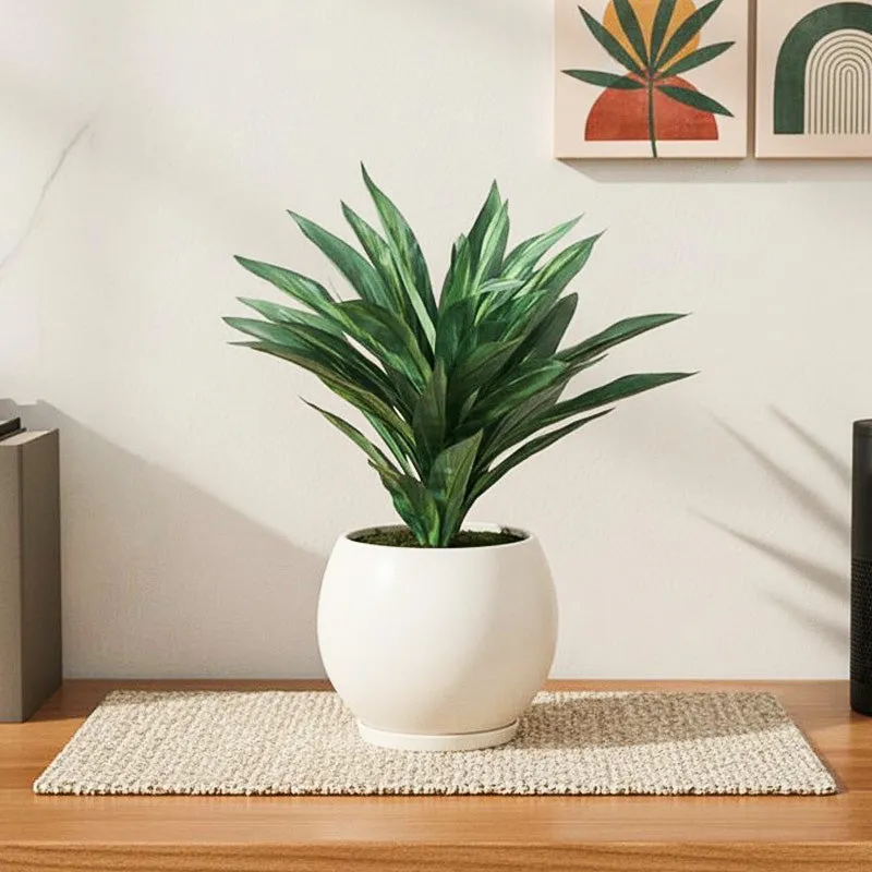 Lush Oasis Artificial Plant With Black Plastic Pot - Green media 1