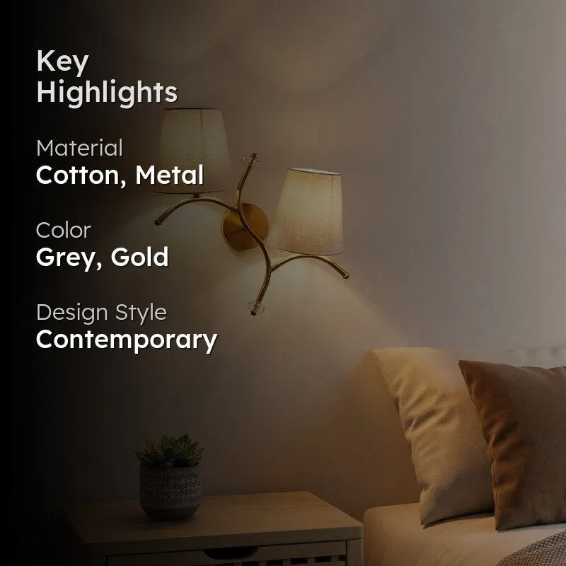 GlowStem Twin Cotton Wall Lamp - Grey media 2
