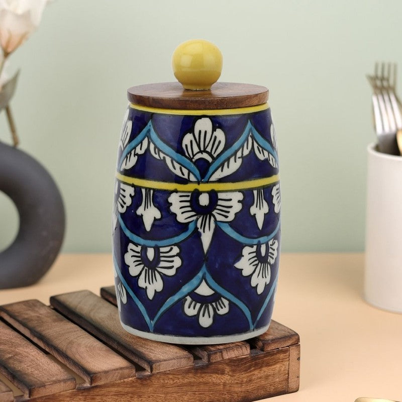 Elegant Hydration Ceramic Jar (Blue,550 mL Each) - Set Of Two