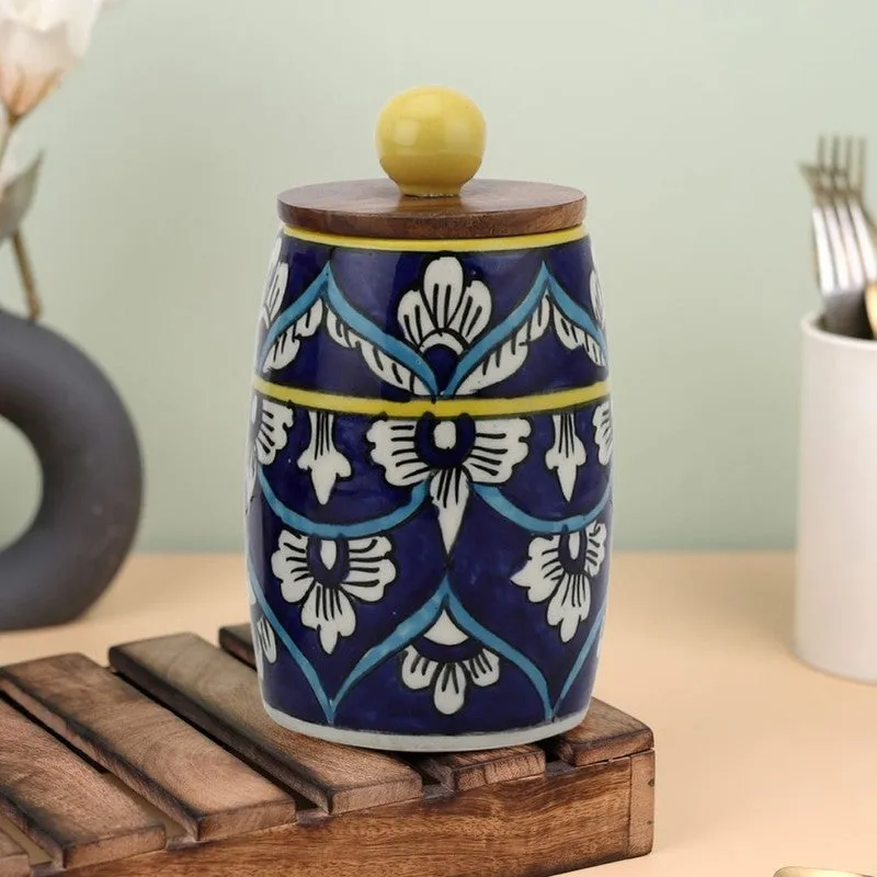 Elegant Hydration Ceramic Jar (Blue,550 mL Each) - Set Of Two media 1
