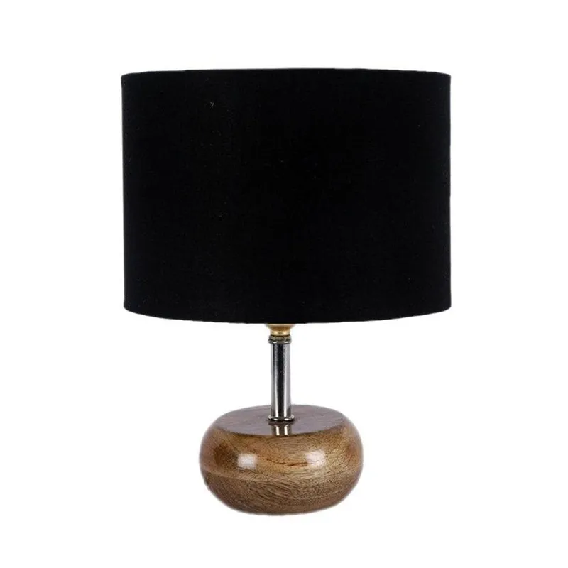 Wood Pebble Fabric Table Lamp - Black,Brown media 6