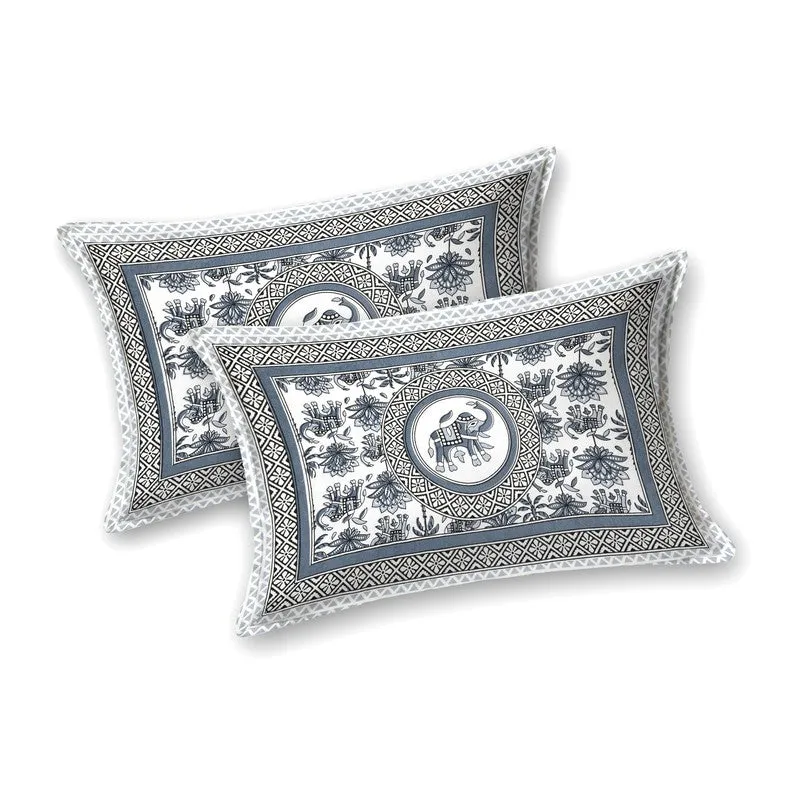 Petalel Cotton Bedsheet (White,Blue) - 240 TC media 4