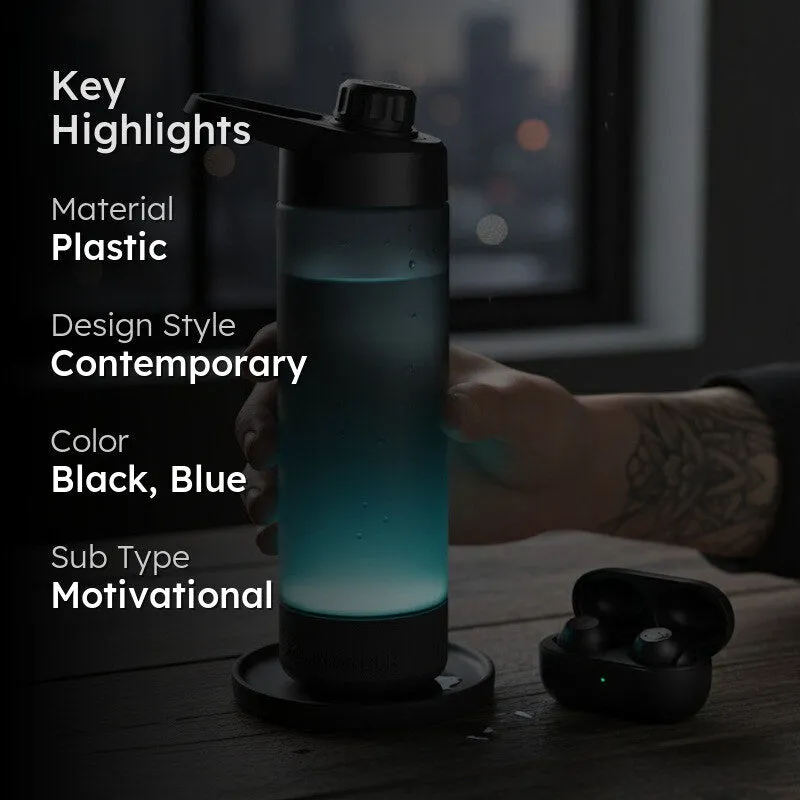 Sound and glow of Hydration Smart Water Bottle (Black,Blue) - 770 mL media 2