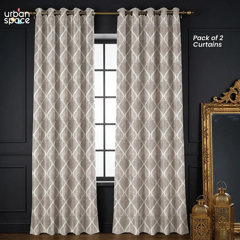 Urban Space Brocade Blackout Curtain (Beige) - Set Of Two media 4