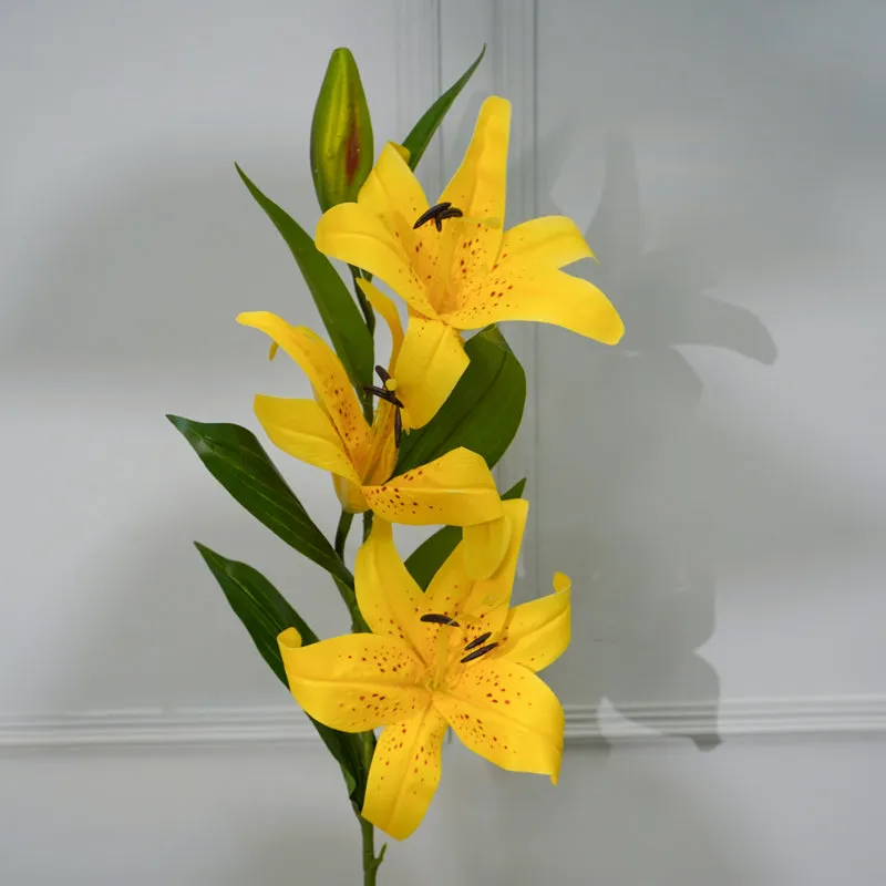 Faux Lily Flower Stick (Yellow) - 39 CM media 3