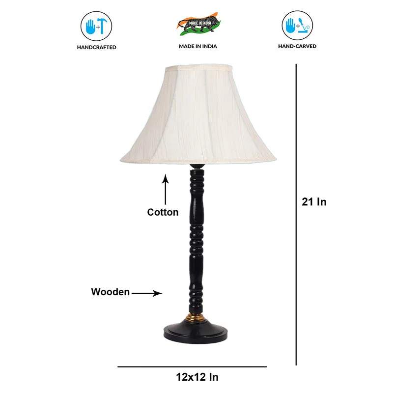 Coral Cove Table Lamp With Wooden Base - White,Black media 4