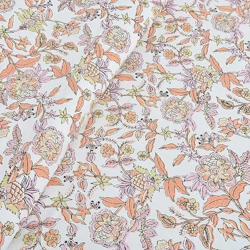 Posy Party Cotton Bedsheet (Orange) - 180 TC media 5