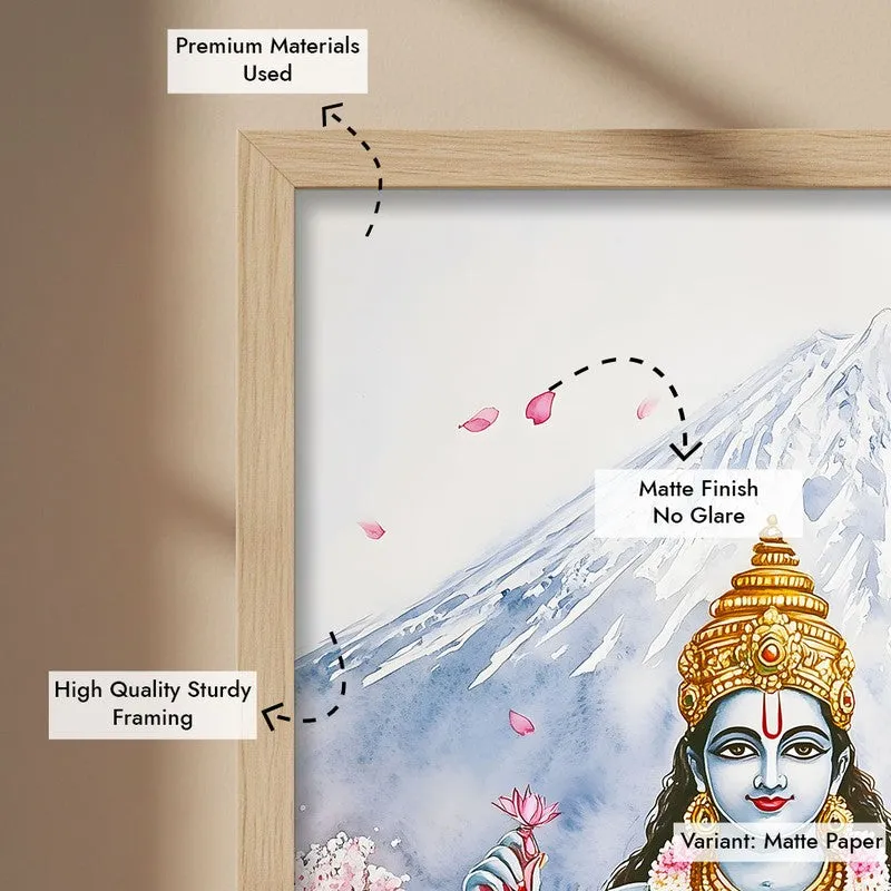 Lakshminarayana Spiritual Archival Paper Wall Painting - Natural Brown Frame media 6