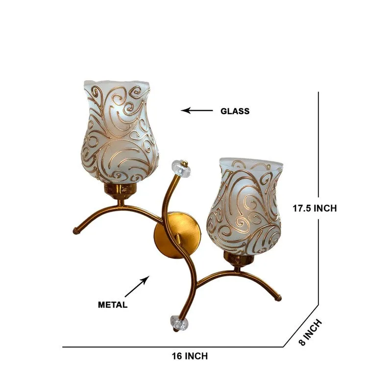 TwinAura Glass Wall Lamp - White & Gold media 7