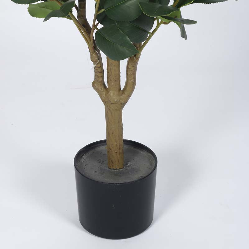 Faux Lush Mini Camellia Plant With Black Plastic Pot -  Yellow & Green-  3.1 Feet media 6